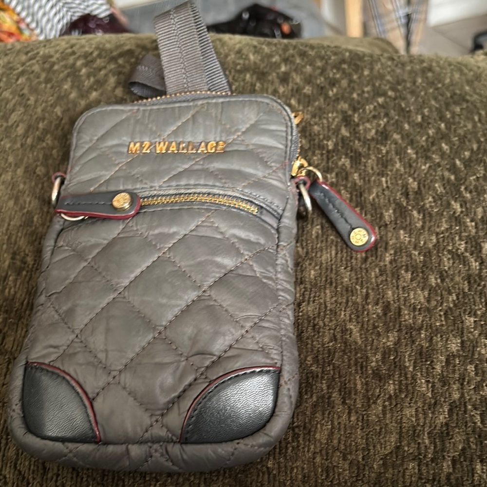 MZ Wallace Quilted Gray and Black Belt Bag